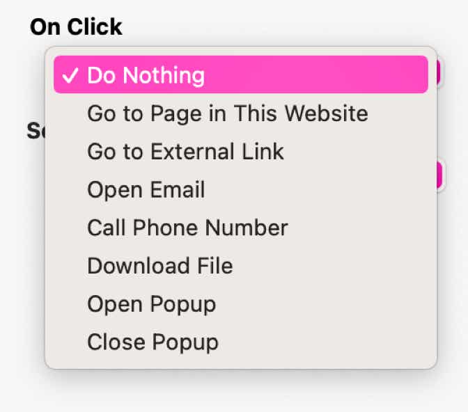 The Sparkle On Click options