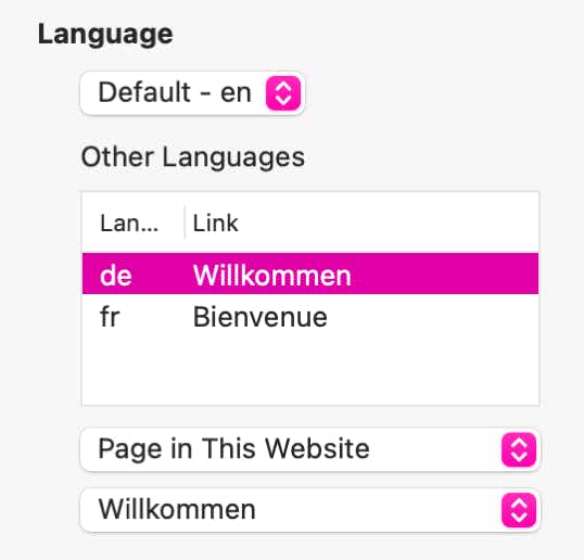 The Sparkle page background language selector