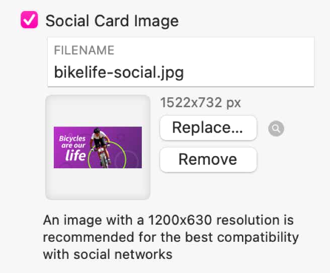 Sparkle's page settings for social sharing